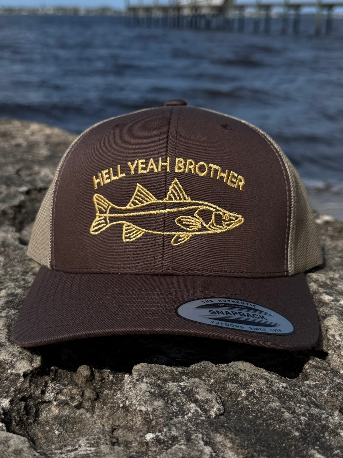 Brown and tan OG trucker